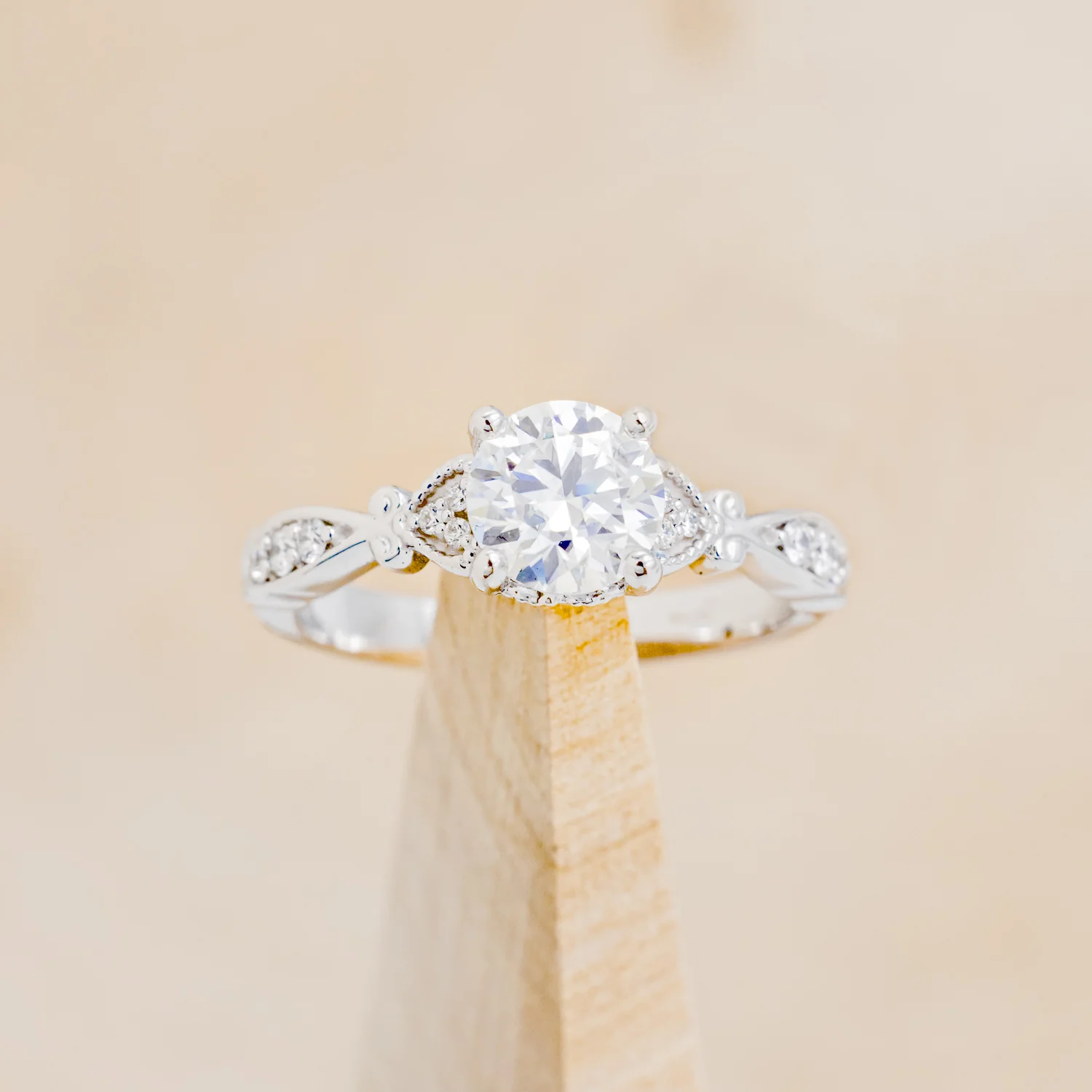 "VIVIANA" - ROUND CUT CENTER STONE ENGAGEMENT RING WITH DIAMOND ACCENTS - Image 15