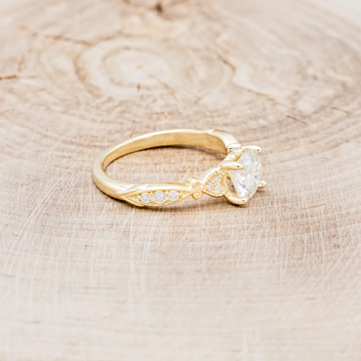 "VIVIANA" - ROUND CUT CENTER STONE ENGAGEMENT RING WITH DIAMOND ACCENTS - Image 3