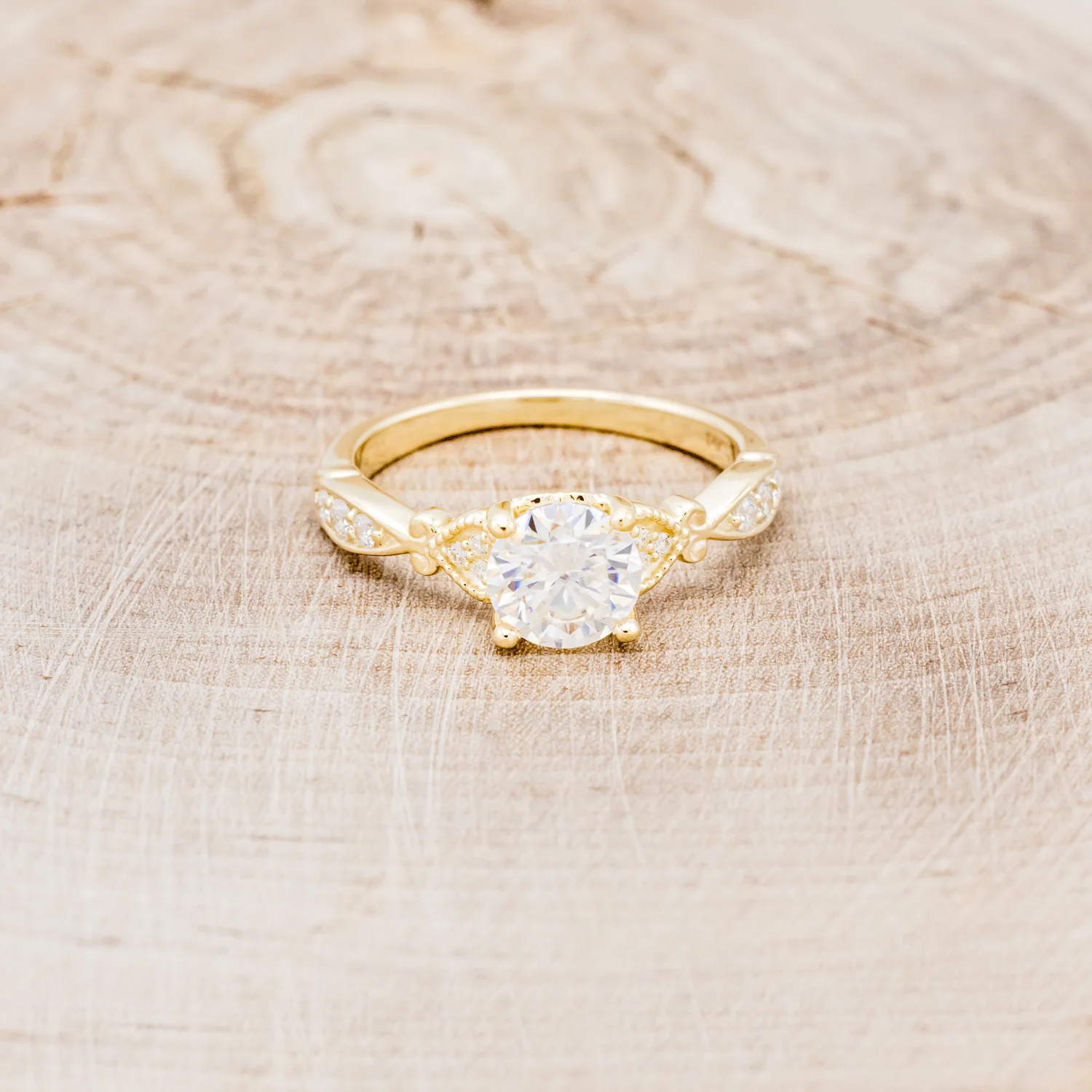 "VIVIANA" - ROUND CUT CENTER STONE ENGAGEMENT RING WITH DIAMOND ACCENTS - Image 5