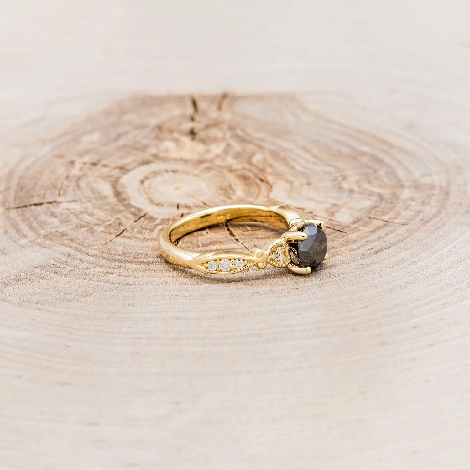 "VIVIANA" - ROUND CUT CENTER STONE ENGAGEMENT RING WITH DIAMOND ACCENTS - Image 8