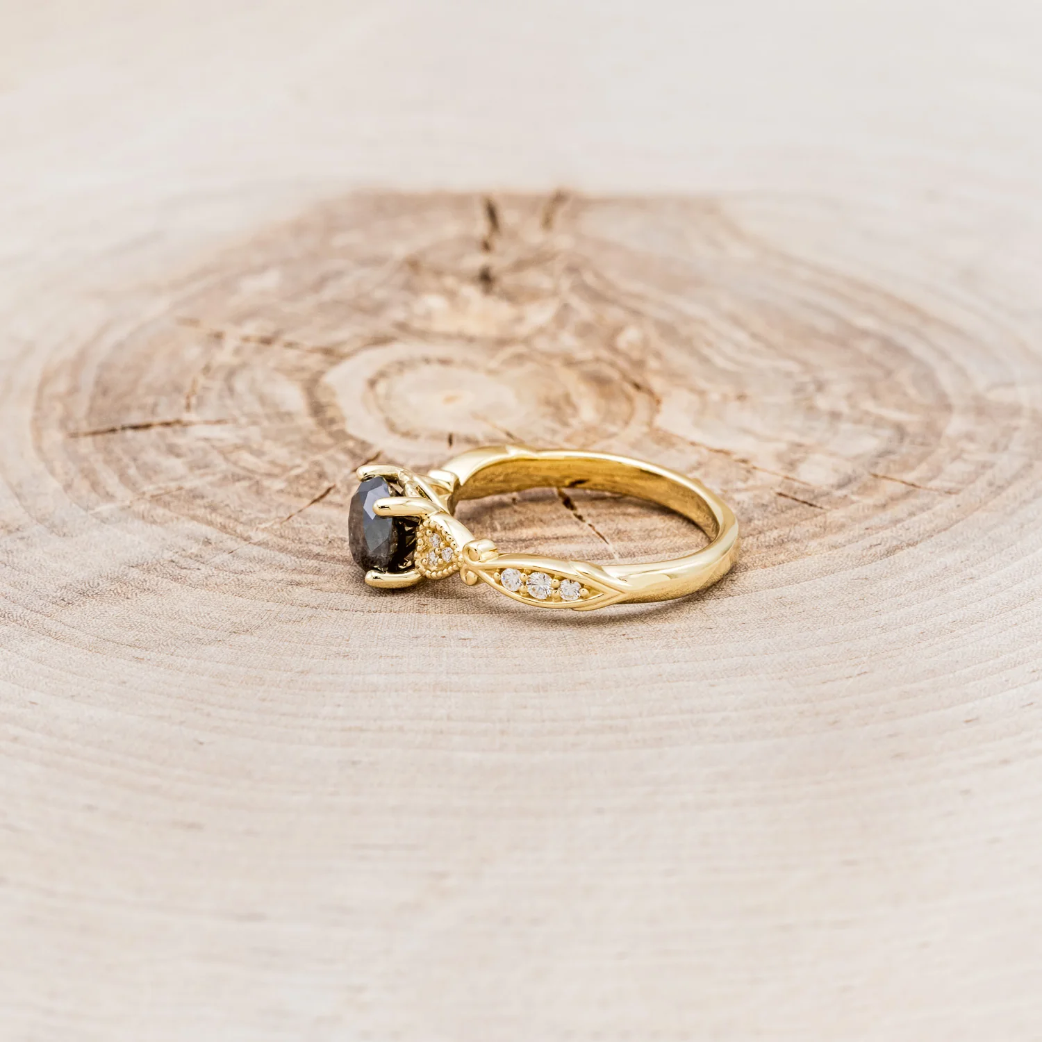 "VIVIANA" - ROUND CUT CENTER STONE ENGAGEMENT RING WITH DIAMOND ACCENTS - Image 9