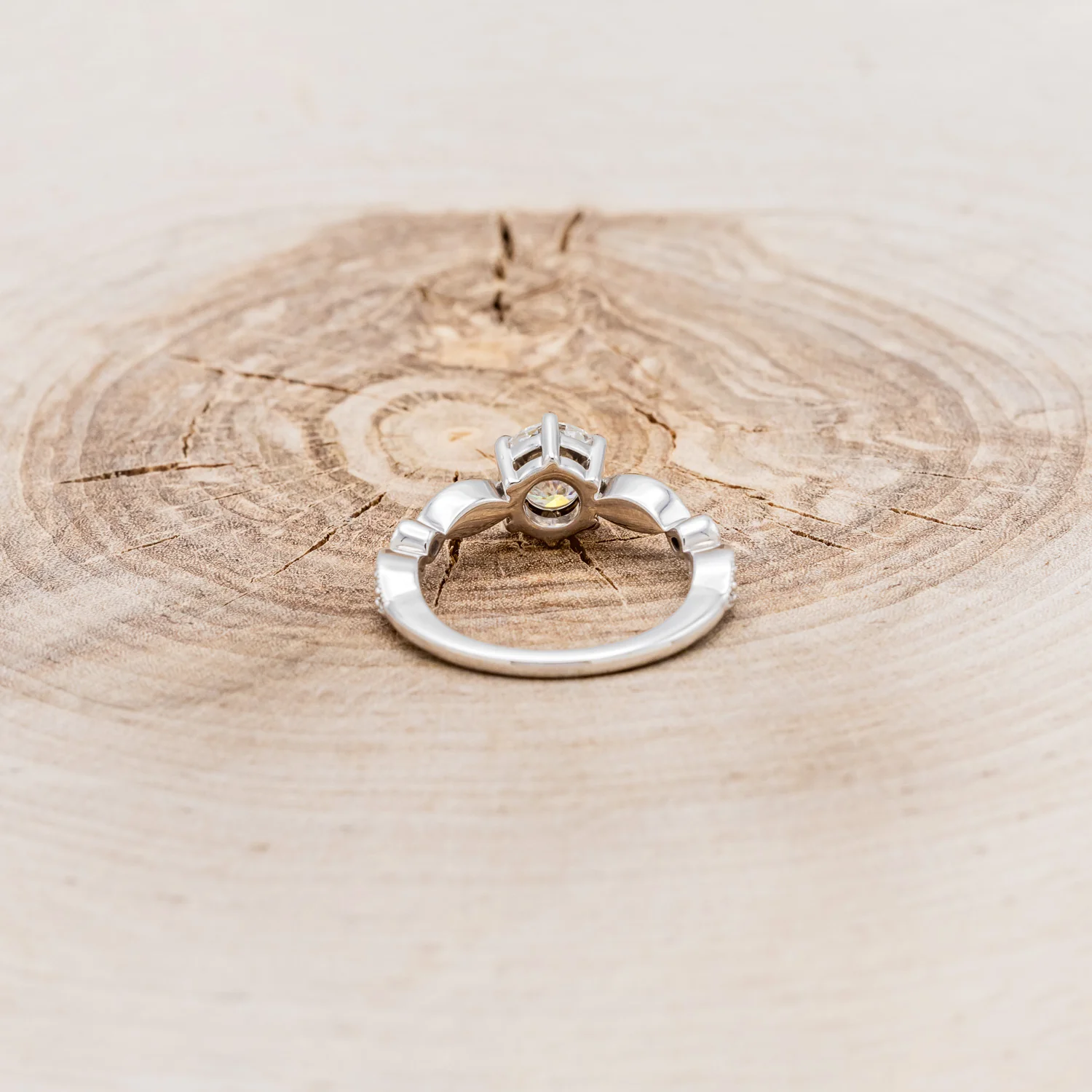 "ANISE" - ROUND CUT MOISSANITE ENGAGEMENT RING WITH DIAMOND ACCENTS - Image 5