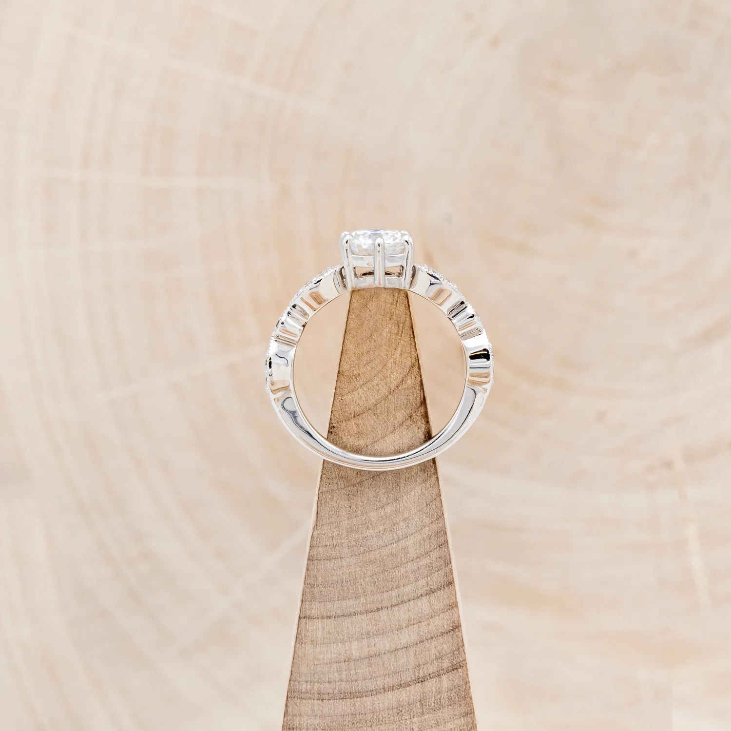 "ANISE" - ROUND CUT MOISSANITE ENGAGEMENT RING WITH DIAMOND ACCENTS - Image 6