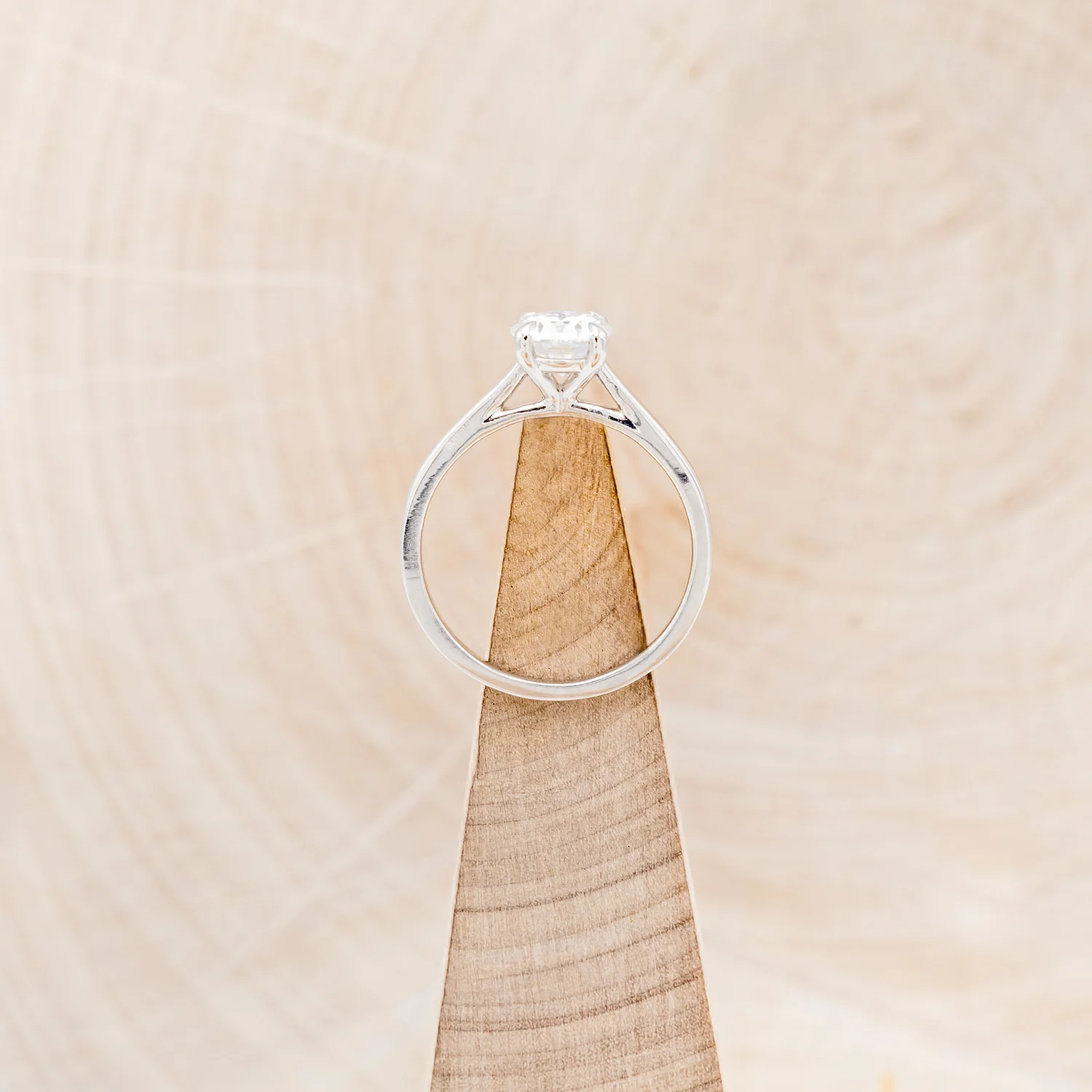 ROUND CUT MOISSANITE SOLITAIRE ENGAGEMENT RING WITH "ZUNI" TURQUOISE RING GUARD - Image 7