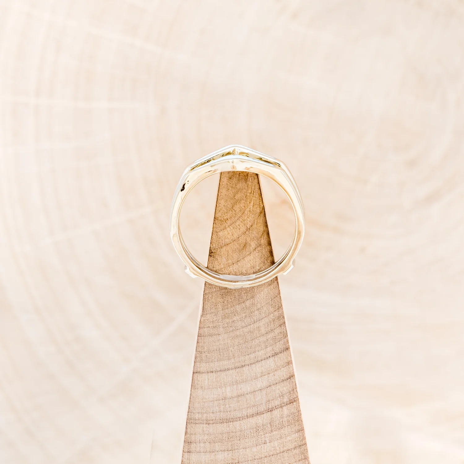 ROUND CUT MOISSANITE SOLITAIRE ENGAGEMENT RING WITH "ZUNI" TURQUOISE RING GUARD - Image 9