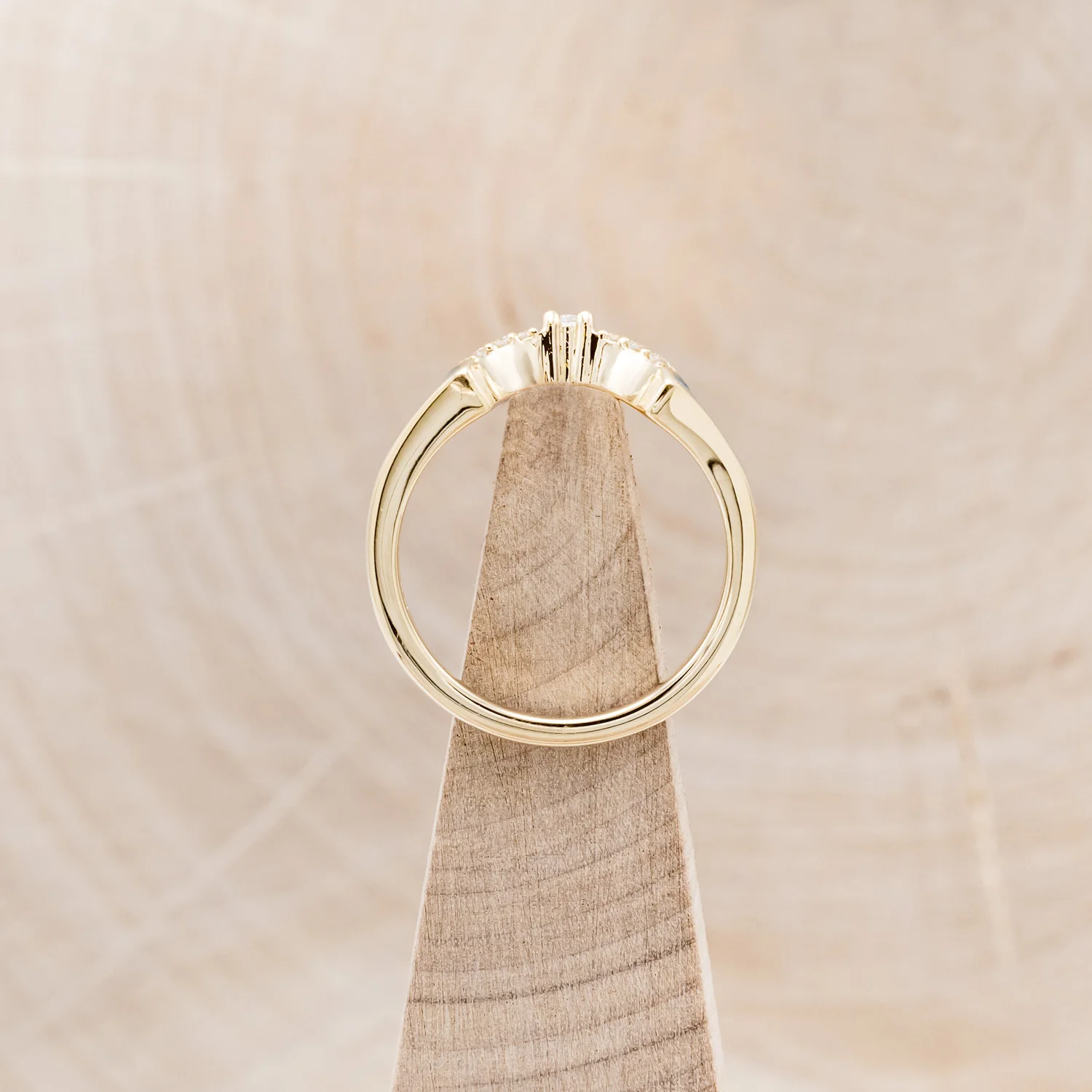 "SAMA" - TURQUOISE CONTOURED WEDDING BAND WITH DIAMOND ACCENTS - Image 12