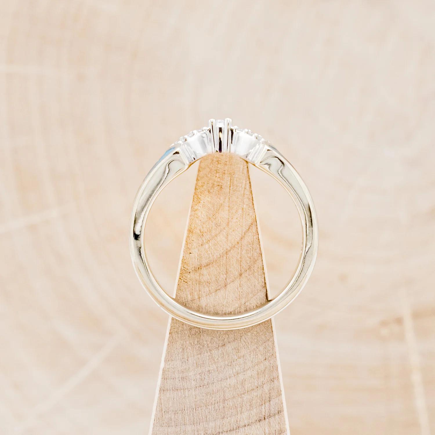 "SAMA" - TURQUOISE CONTOURED WEDDING BAND WITH DIAMOND ACCENTS - Image 6