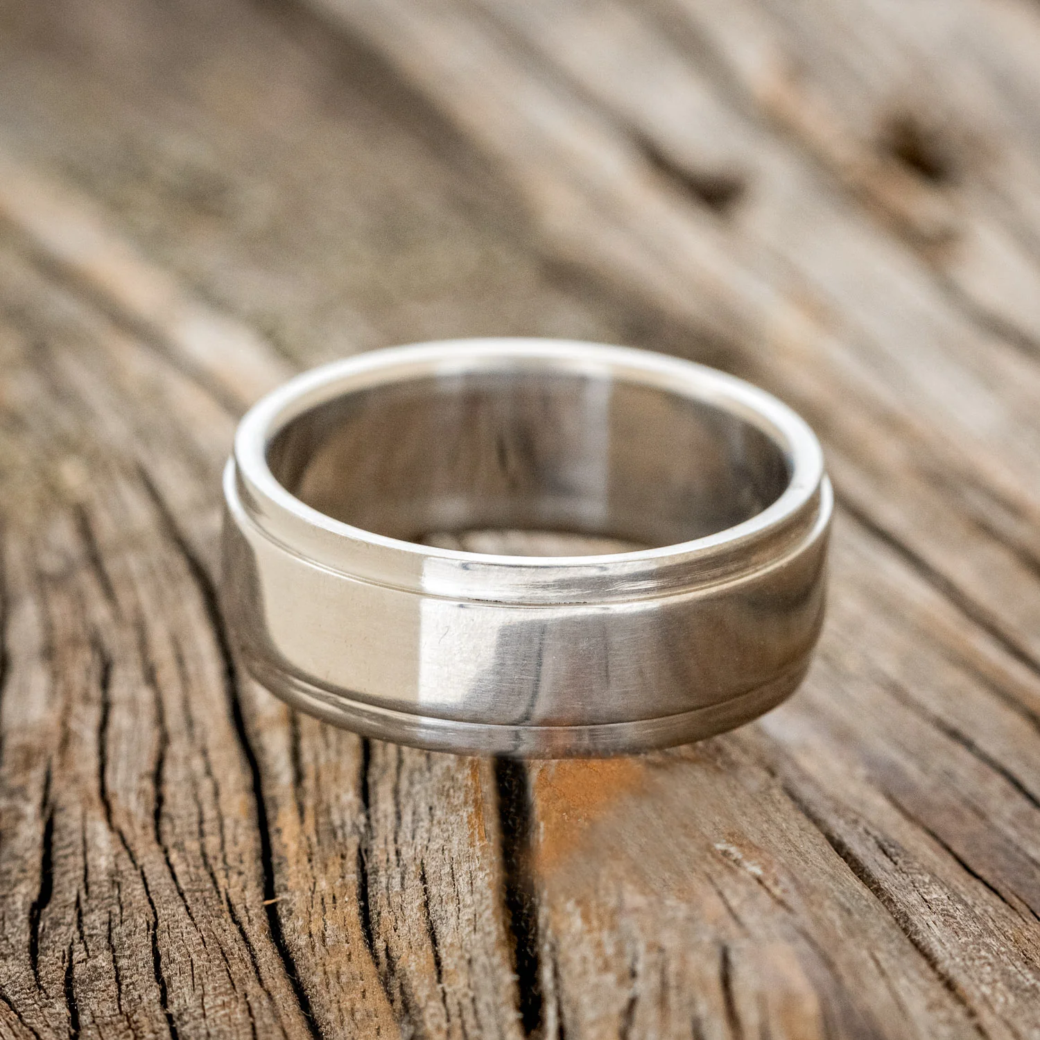 "SEDONA" - SOLID METAL WEDDING BAND WITH RAISED CENTER - Image 4