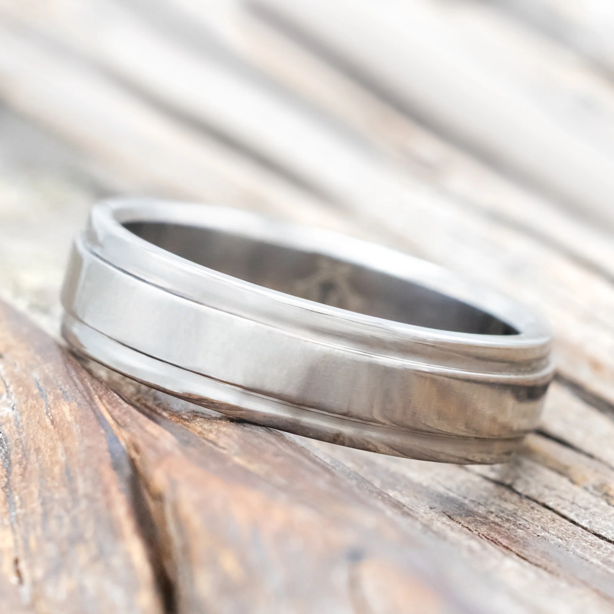 "SEDONA" - SOLID METAL WEDDING BAND WITH RAISED CENTER - Image 5