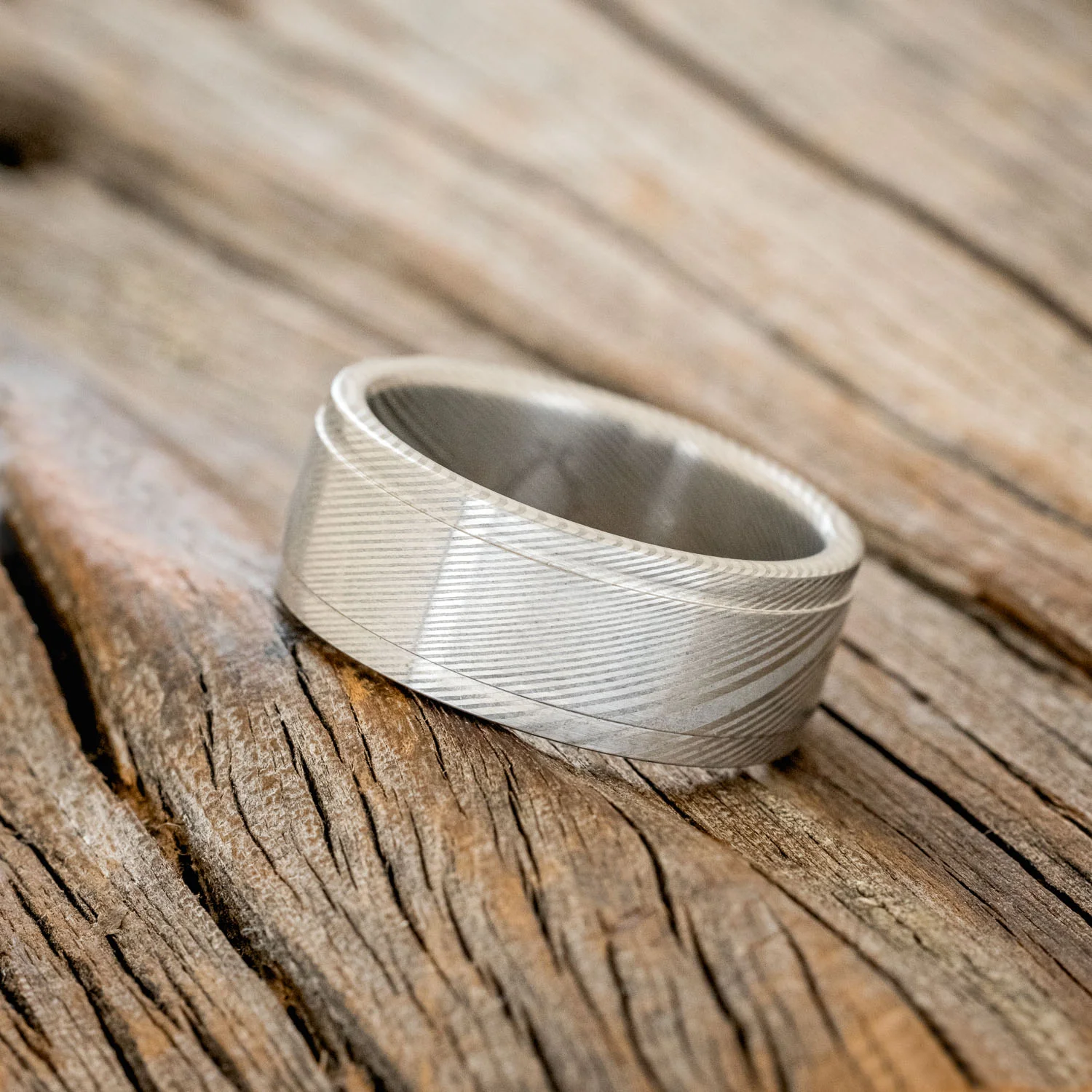 "SEDONA" - SOLID METAL WEDDING BAND WITH RAISED CENTER - Image 8