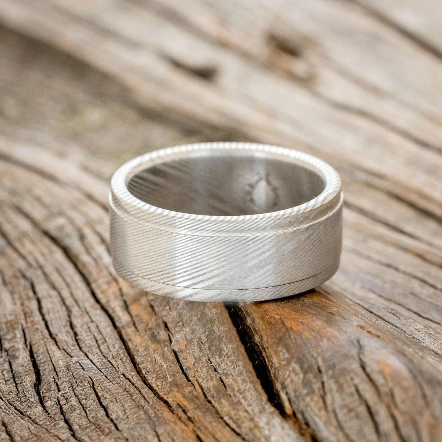 "SEDONA" - SOLID METAL WEDDING BAND WITH RAISED CENTER - Image 9