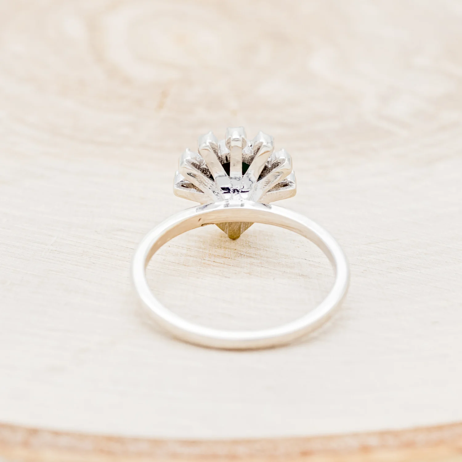 "SHANIA" - PEAR CABOCHON CUT TURQUOISE ENGAGEMENT RING WITH DIAMOND ACCENTS - Image 6