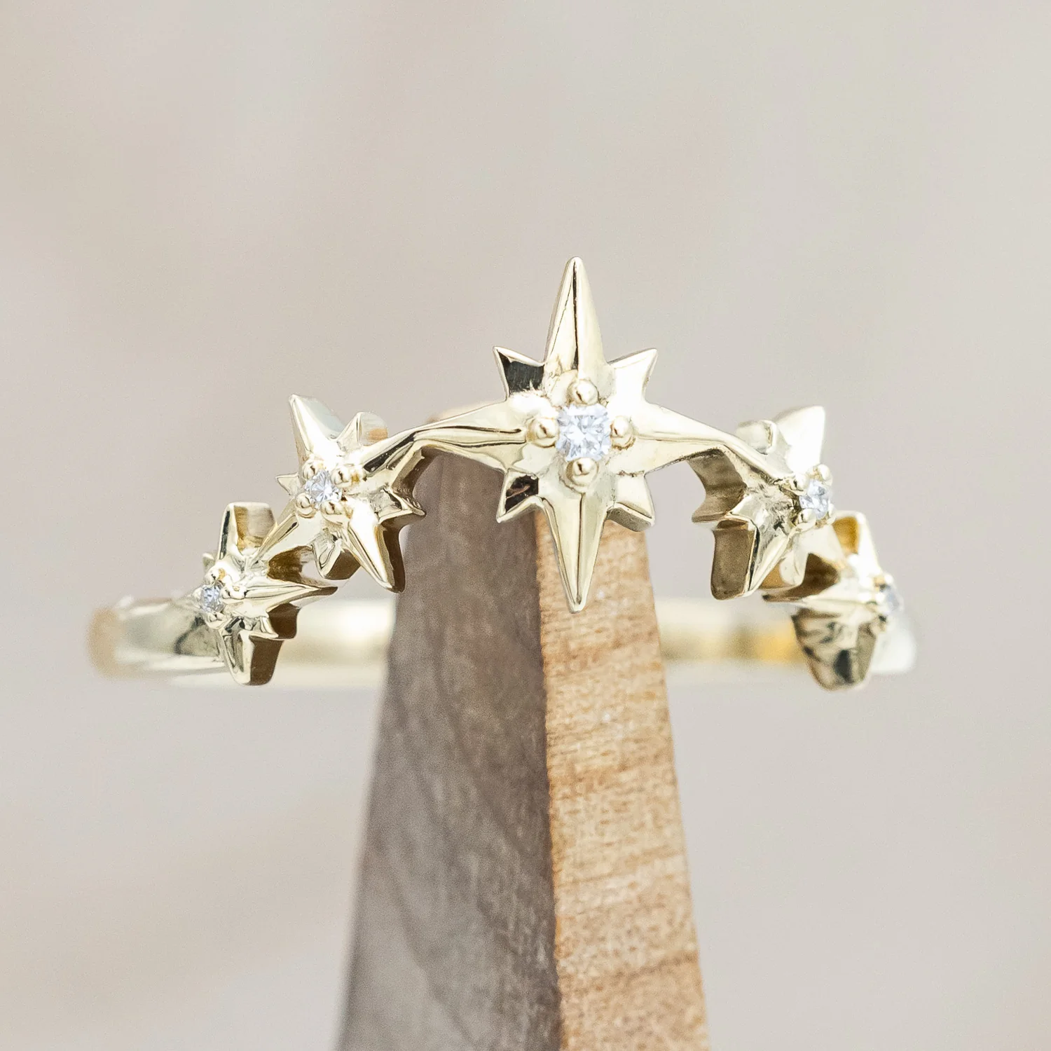 "SIDRA" - TOI ET MOI ROUND CUT GREEN PRASIOLITE ENGAGEMENT RING WITH CRESCENT MOON MOISSANITE ACCENT & DIAMOND TRACER - Image 12