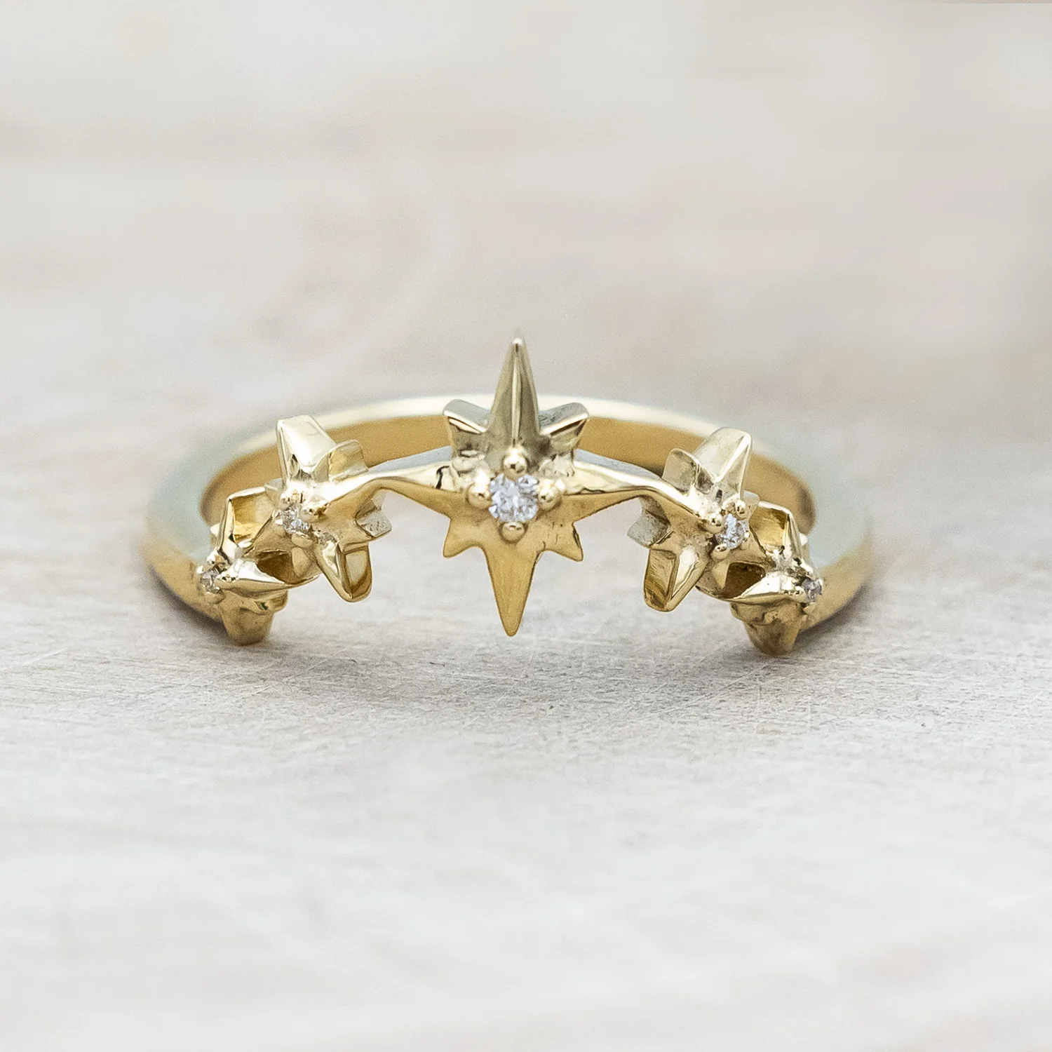 "SIDRA" - TOI ET MOI ROUND CUT GREEN PRASIOLITE ENGAGEMENT RING WITH CRESCENT MOON MOISSANITE ACCENT & DIAMOND TRACER - Image 13