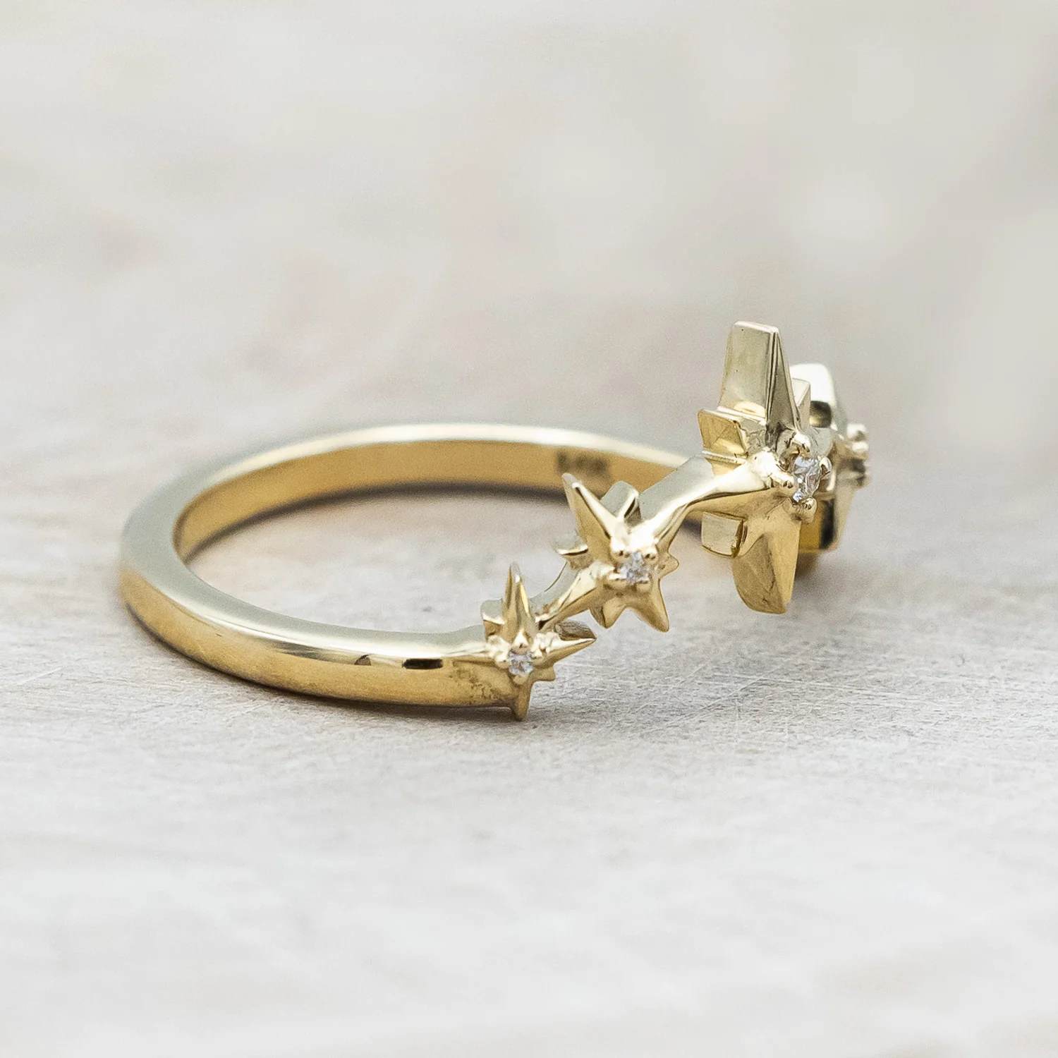 "SIDRA" - TOI ET MOI ROUND CUT GREEN PRASIOLITE ENGAGEMENT RING WITH CRESCENT MOON MOISSANITE ACCENT & DIAMOND TRACER - Image 15