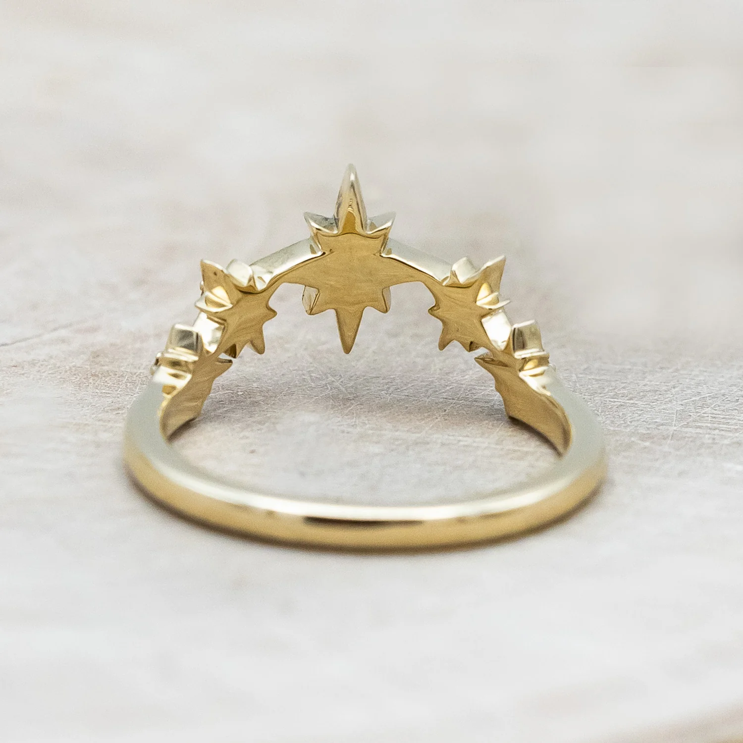 "SIDRA" - TOI ET MOI ROUND CUT GREEN PRASIOLITE ENGAGEMENT RING WITH CRESCENT MOON MOISSANITE ACCENT & DIAMOND TRACER - Image 16