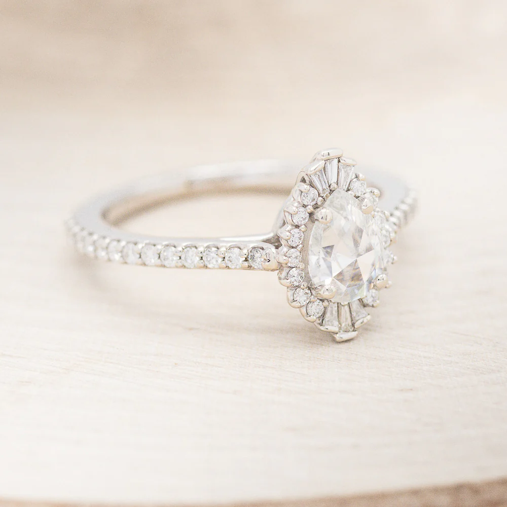 "THEIA" - PEAR CUT MOISSANITE ENGAGEMENT RING WITH DIAMOND TRACER - Image 10