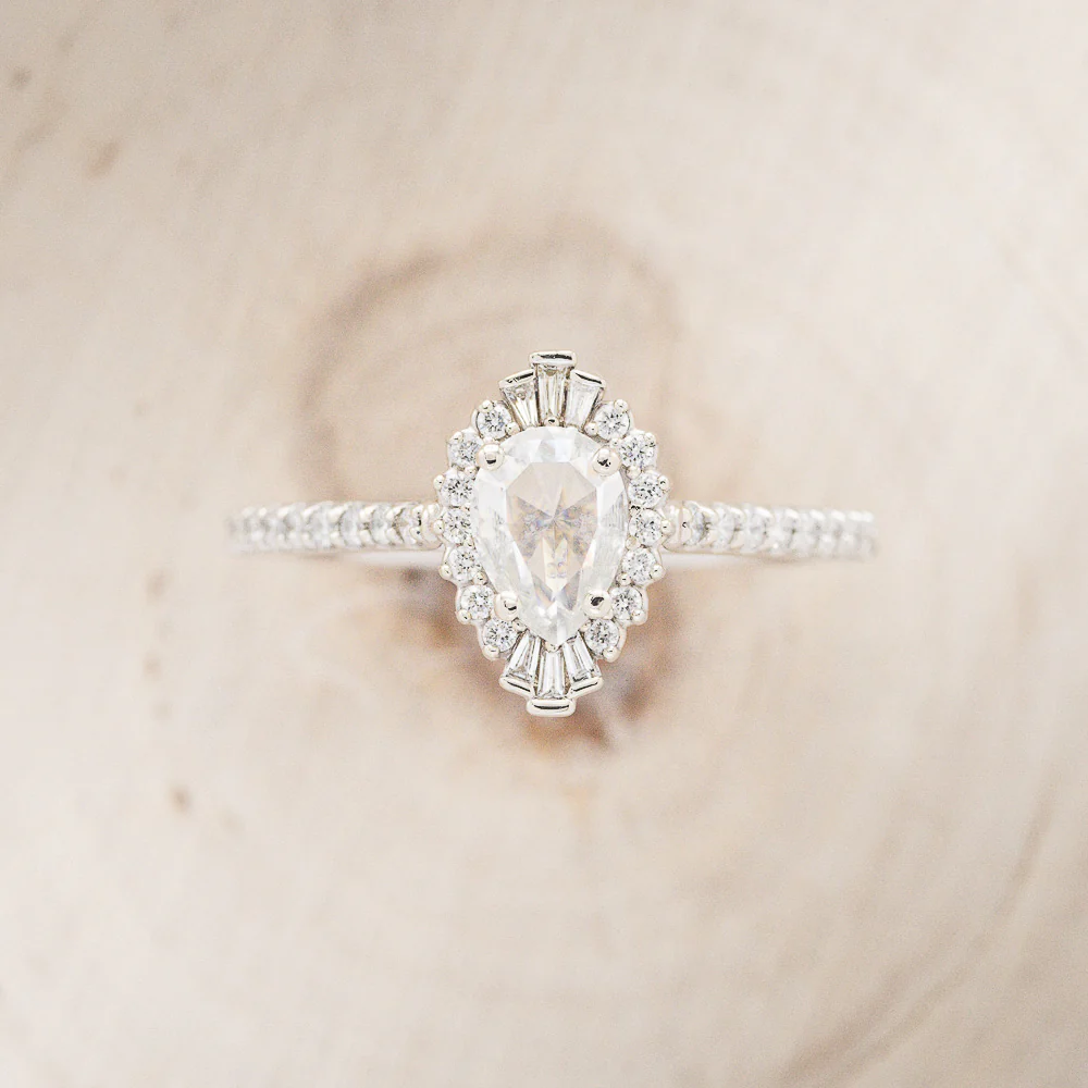 "THEIA" - PEAR CUT MOISSANITE ENGAGEMENT RING WITH DIAMOND TRACER - Image 11