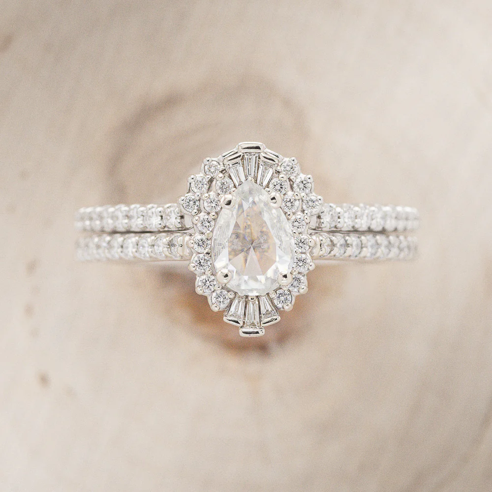 "THEIA" - PEAR CUT MOISSANITE ENGAGEMENT RING WITH DIAMOND TRACER - Image 5