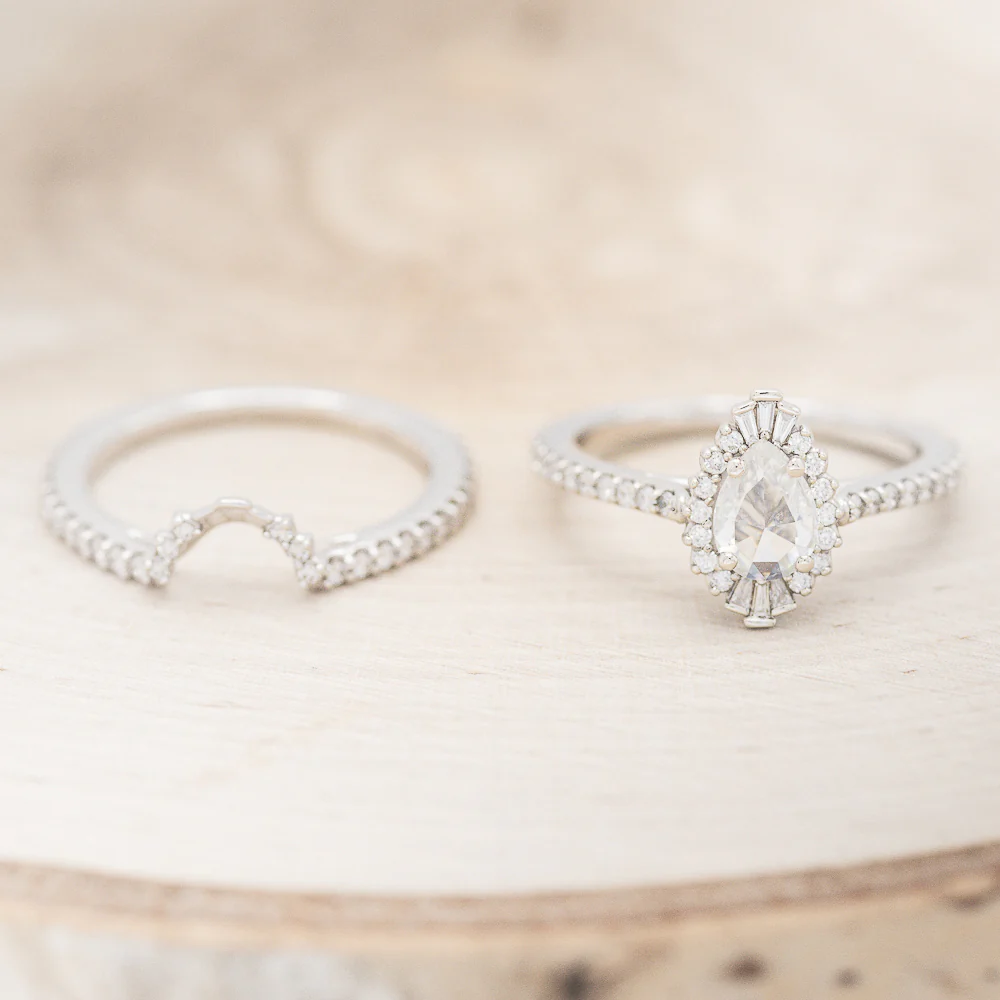 "THEIA" - PEAR CUT MOISSANITE ENGAGEMENT RING WITH DIAMOND TRACER - Image 6