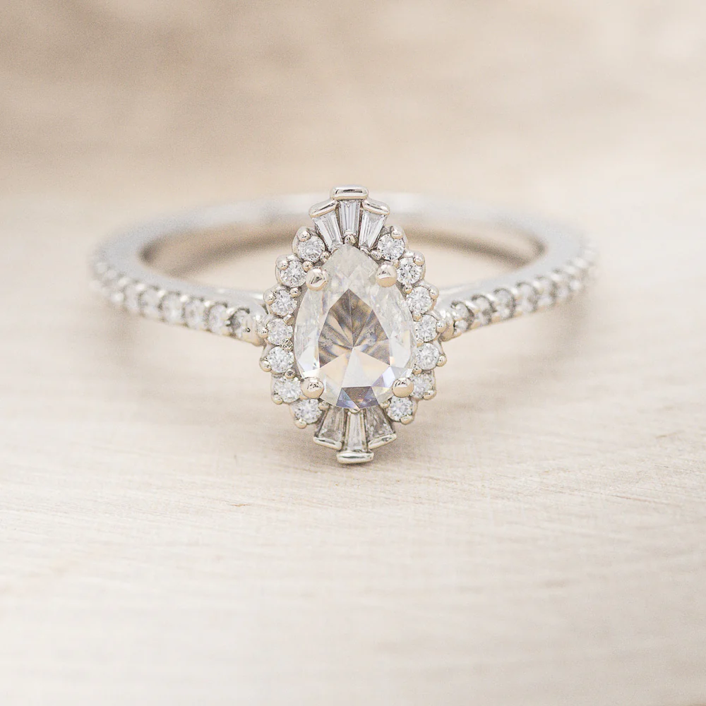"THEIA" - PEAR CUT MOISSANITE ENGAGEMENT RING WITH DIAMOND TRACER - Image 9