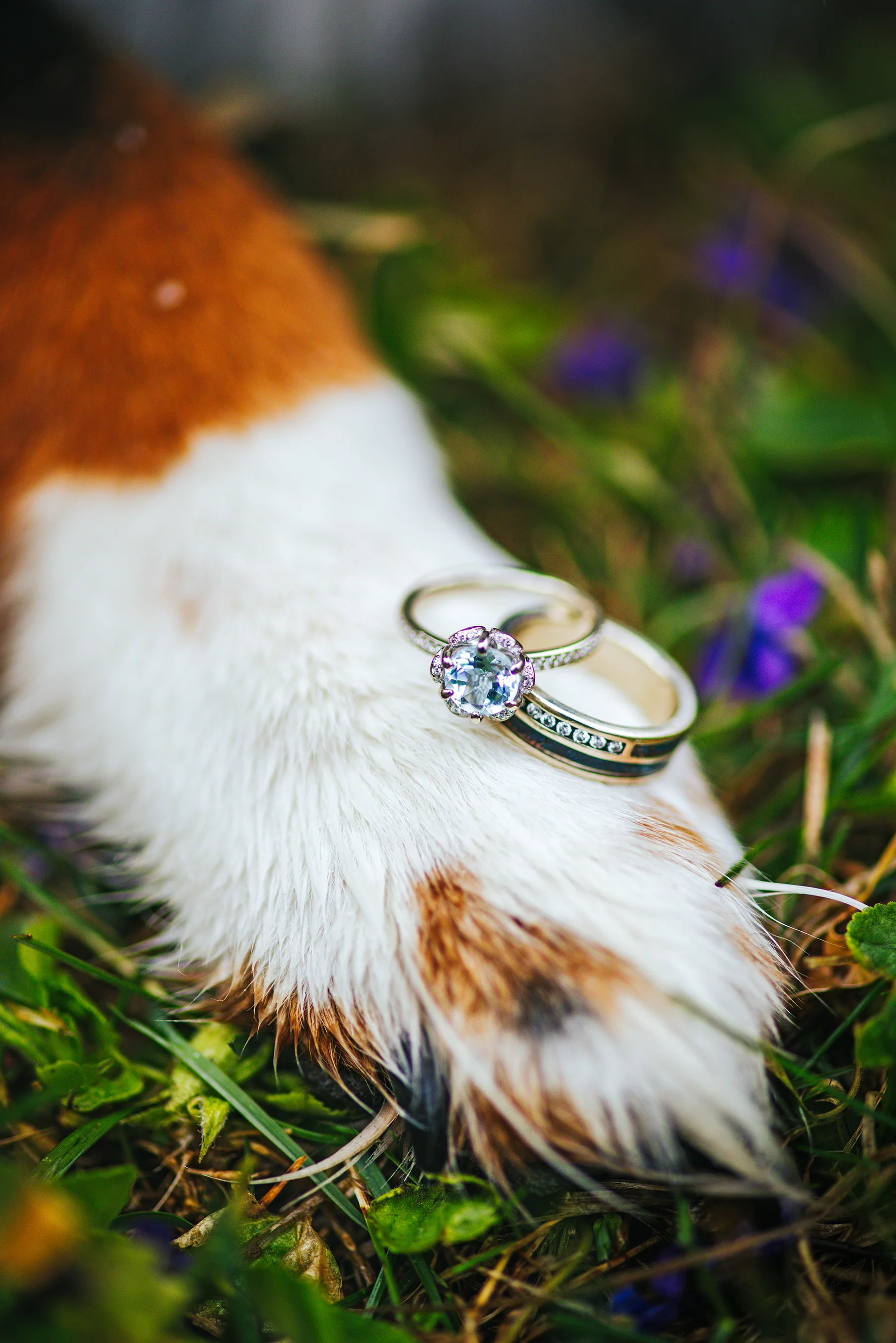 "TRIDENT" - DIAMOND & PATINA COPPER WEDDING BAND - Image 4
