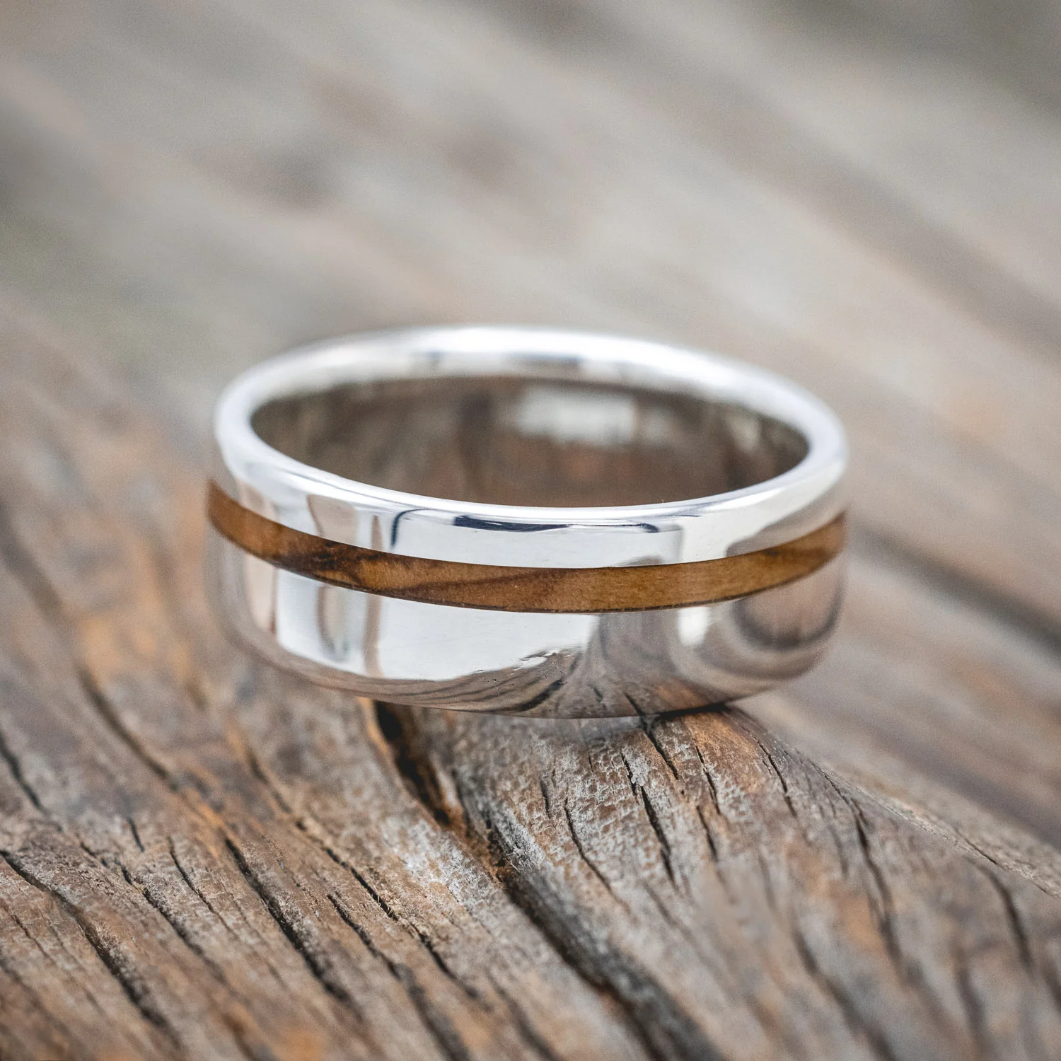 "VERTIGO" - BETHLEHEM OLIVE WOOD WEDDING BAND - Image 12