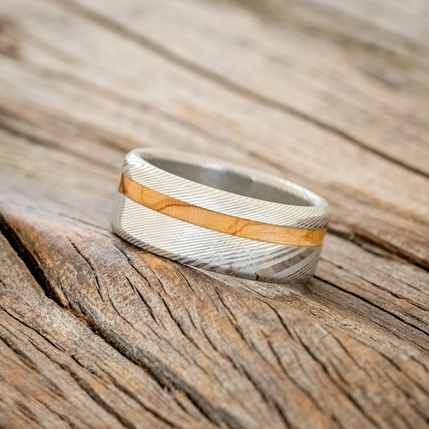 "VERTIGO" - BETHLEHEM OLIVE WOOD WEDDING BAND - Image 14