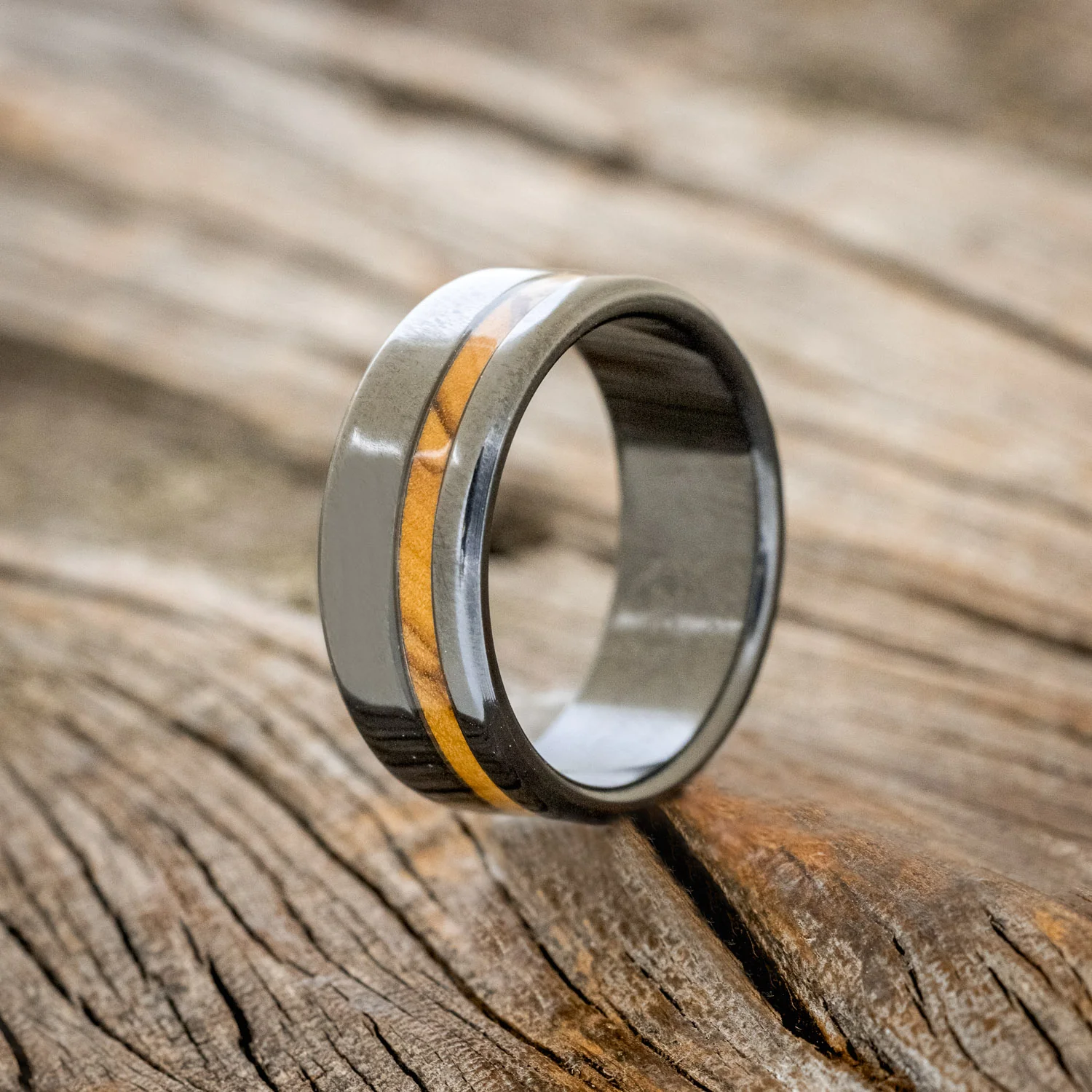 "VERTIGO" - BETHLEHEM OLIVE WOOD WEDDING BAND - Image 7