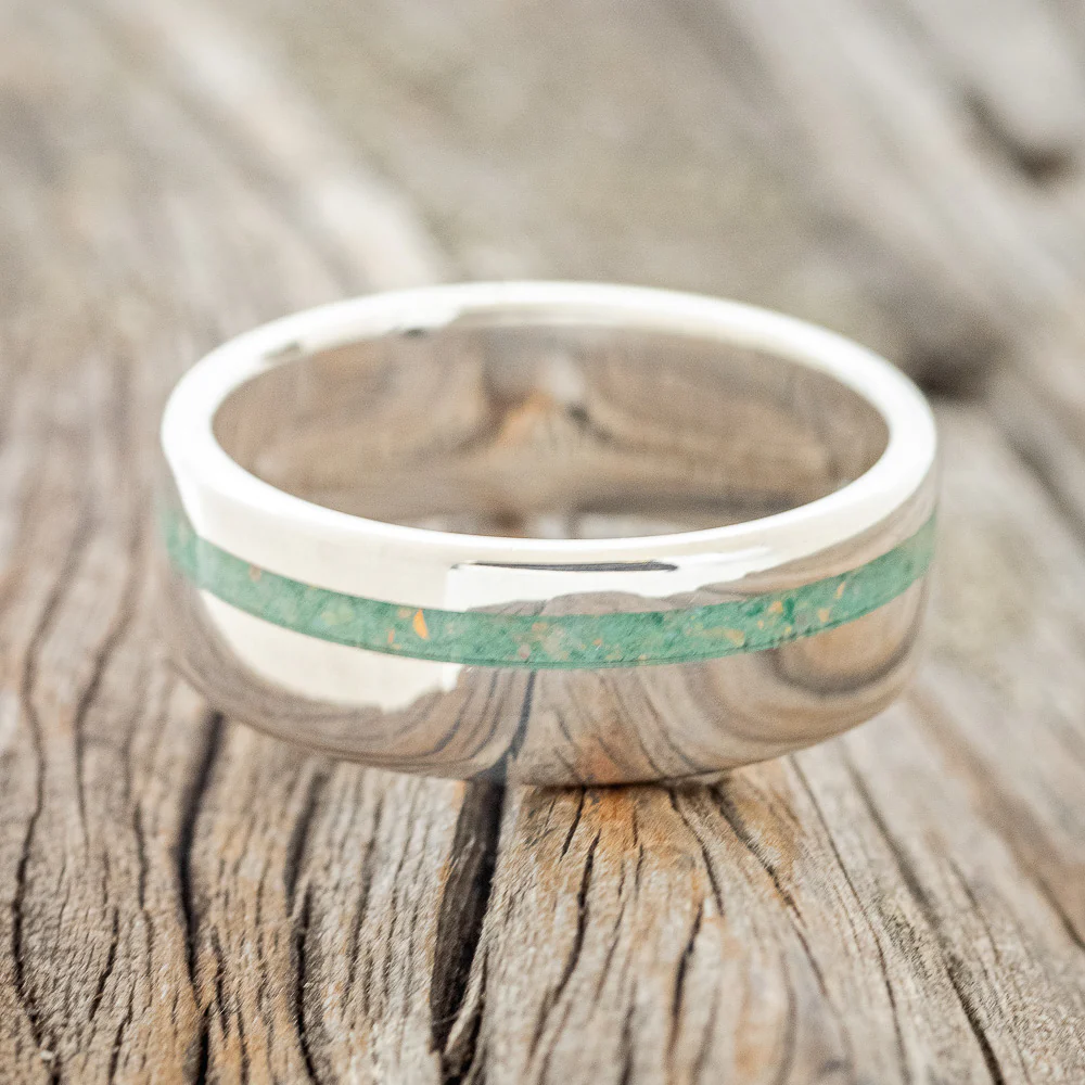 "VERTIGO" - MALACHITE & OPAL MIXED INLAY WEDDING BAND - Image 12
