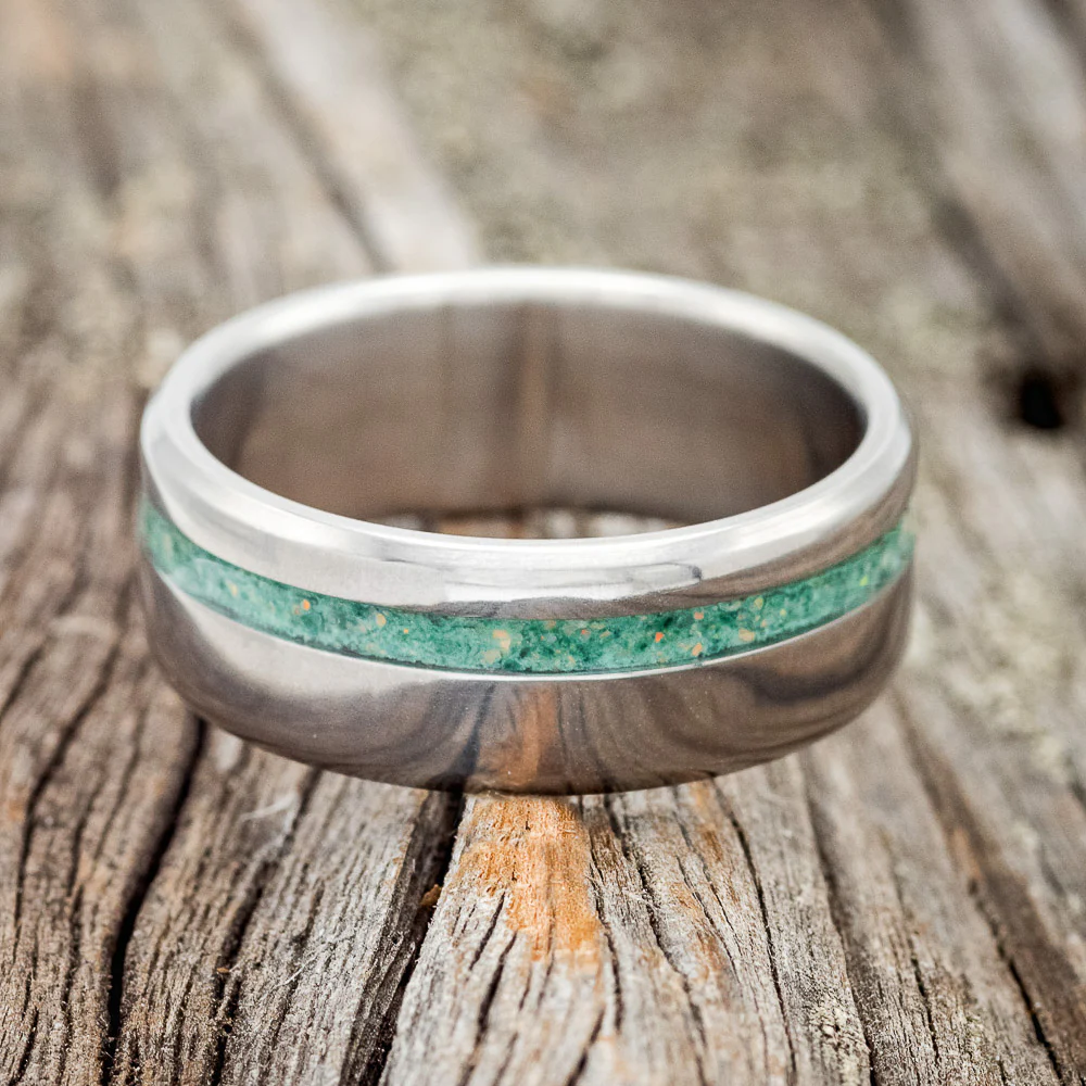 "VERTIGO" - MALACHITE & OPAL MIXED INLAY WEDDING BAND - Image 3