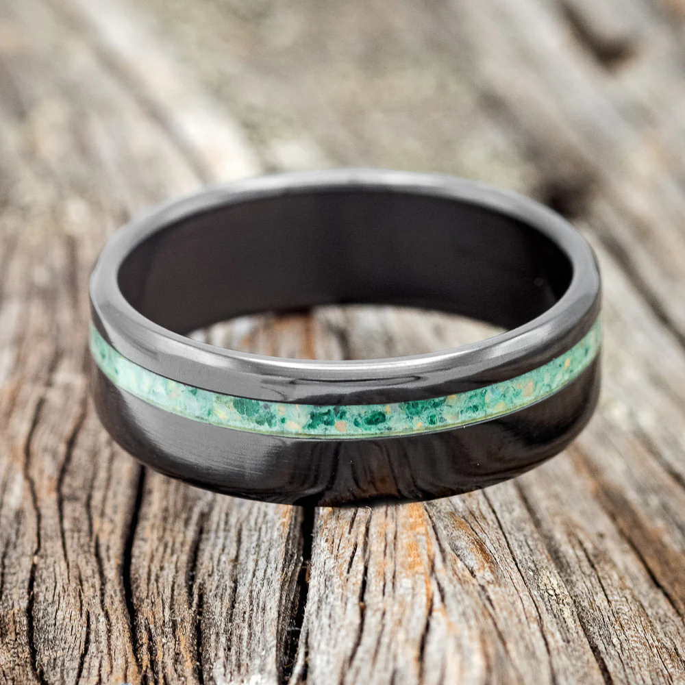 "VERTIGO" - MALACHITE & OPAL MIXED INLAY WEDDING BAND - Image 6