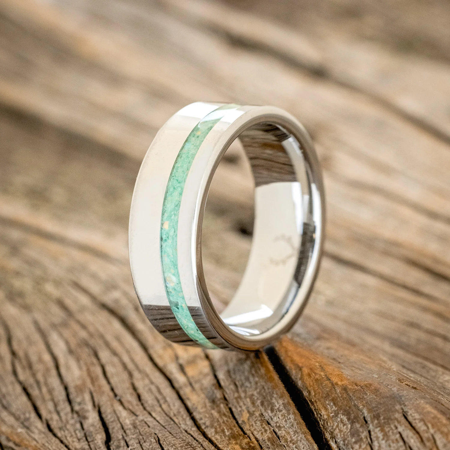 "VERTIGO" - MALACHITE & OPAL MIXED INLAY WEDDING BAND - Image 7