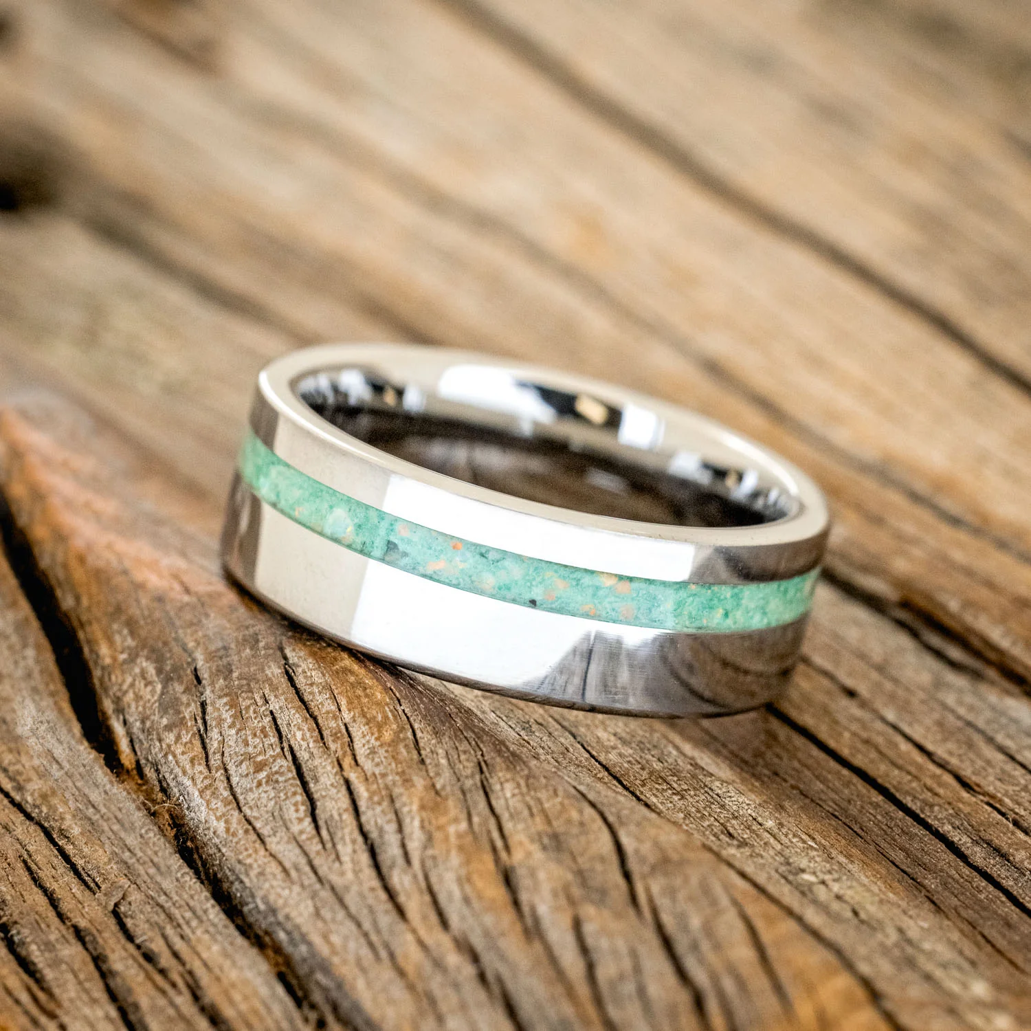 "VERTIGO" - MALACHITE & OPAL MIXED INLAY WEDDING BAND - Image 8