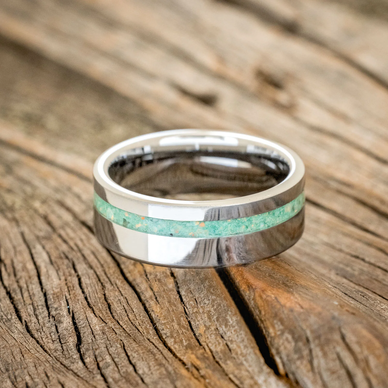 "VERTIGO" - MALACHITE & OPAL MIXED INLAY WEDDING BAND - Image 9