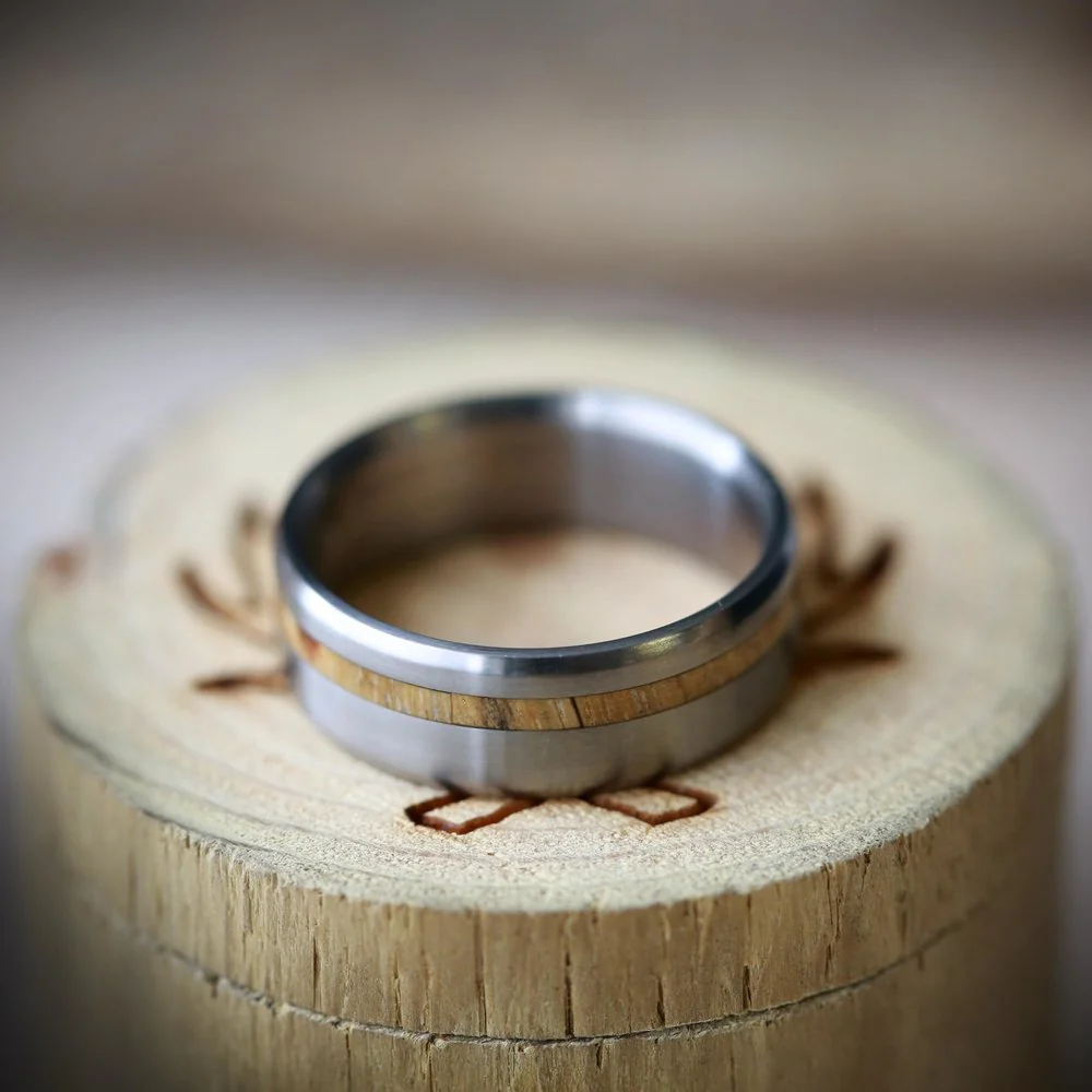 "VERTIGO" - OFFSET SPALTED MAPLE WEDDING BAND - Image 11