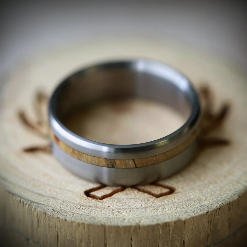 "VERTIGO" - OFFSET SPALTED MAPLE WEDDING BAND - Image 12