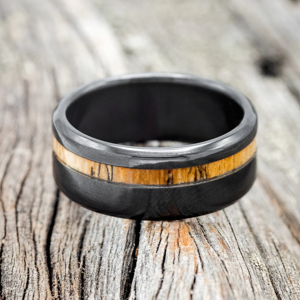 "VERTIGO" - OFFSET SPALTED MAPLE WEDDING BAND - Image 4