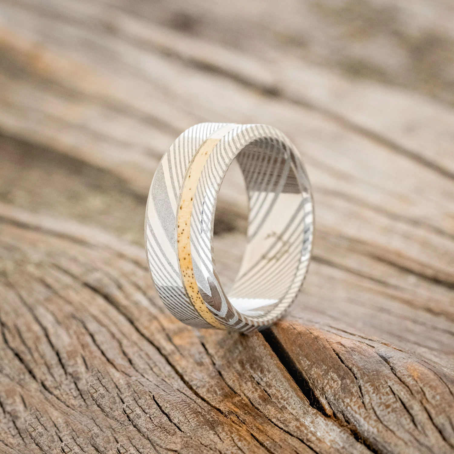 "VERTIGO" - OFFSET SPALTED MAPLE WEDDING BAND - Image 5