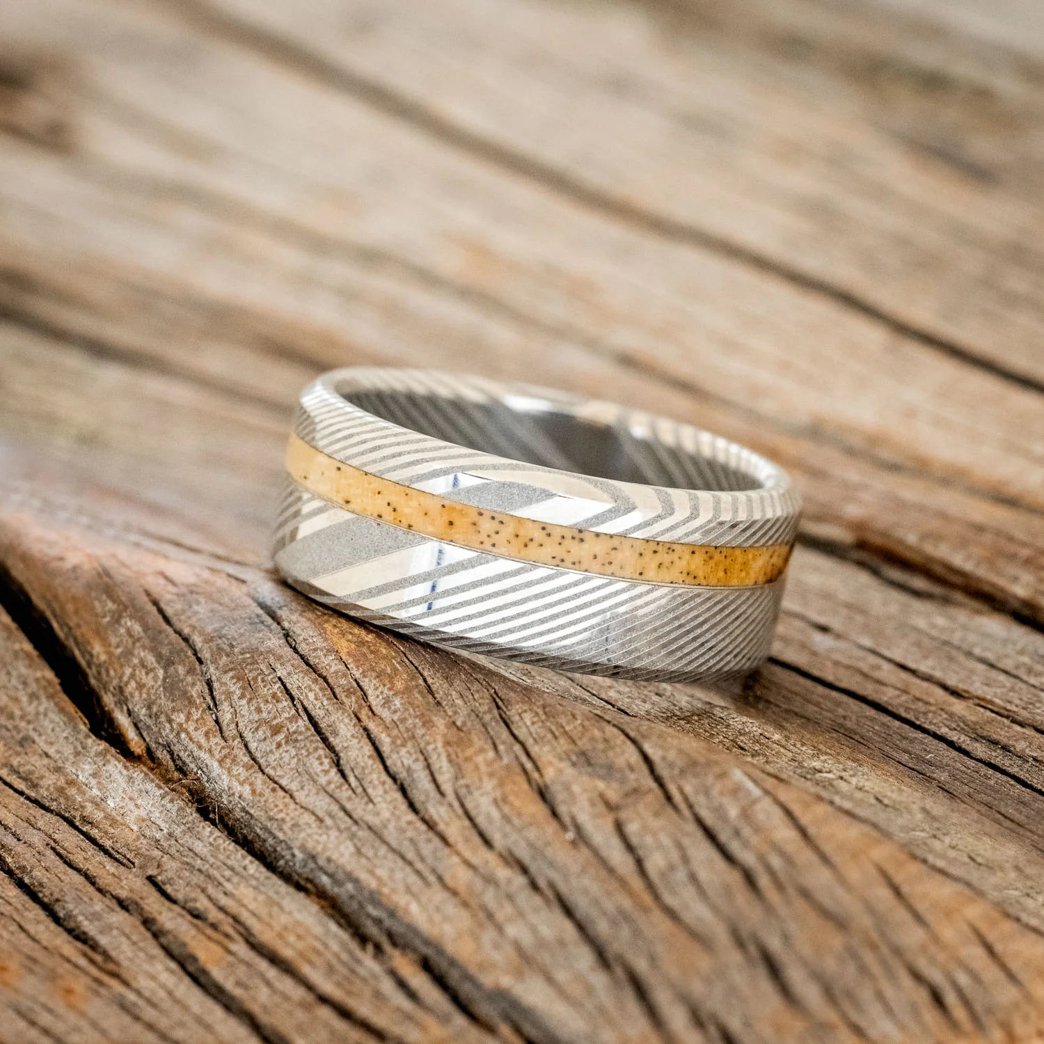 "VERTIGO" - OFFSET SPALTED MAPLE WEDDING BAND - Image 6