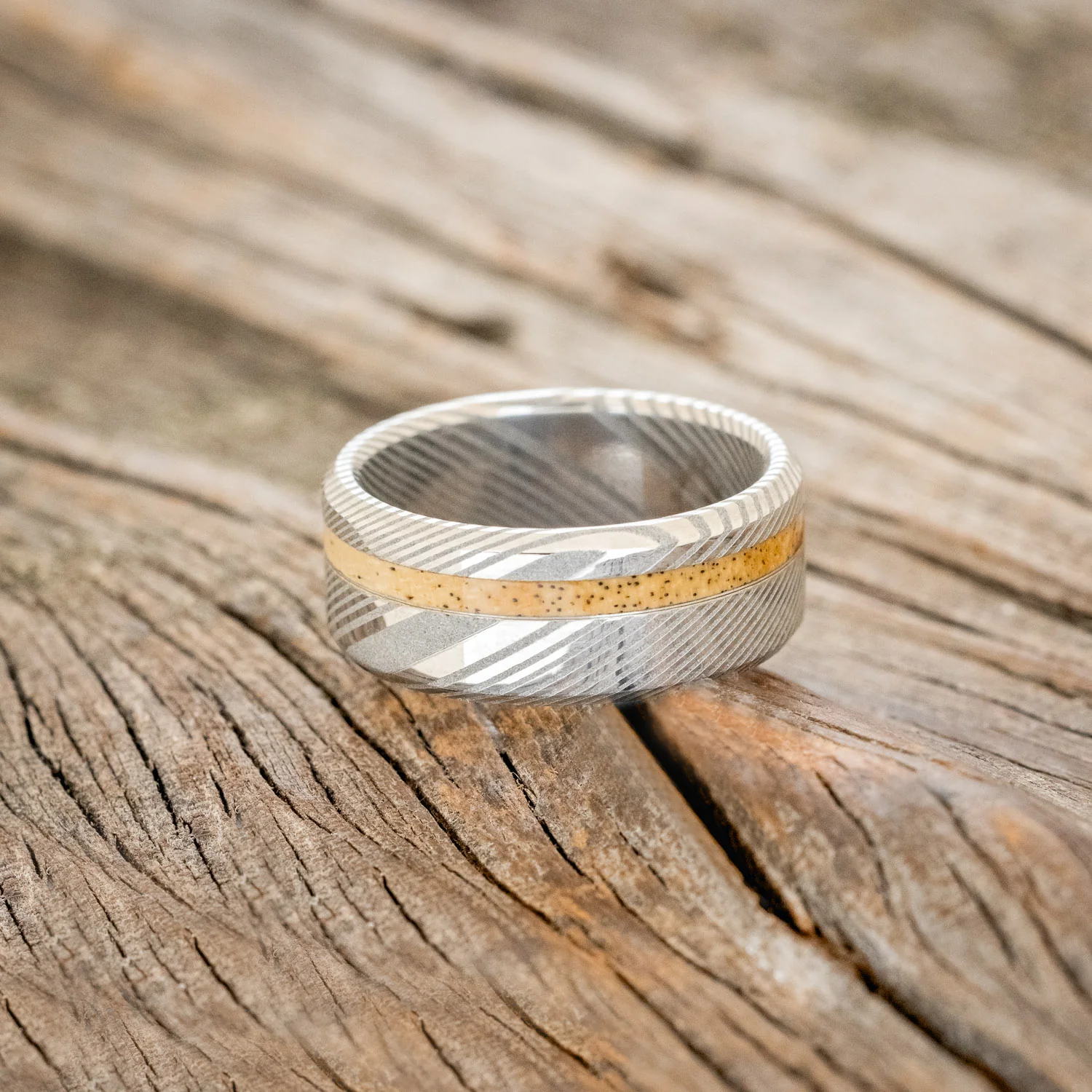 "VERTIGO" - OFFSET SPALTED MAPLE WEDDING BAND - Image 7
