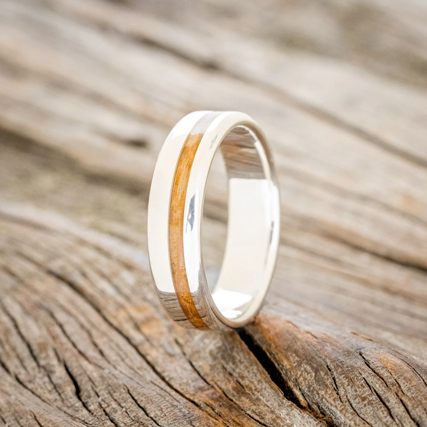 "VERTIGO" - WHISKEY BARREL OAK WEDDING BAND - Image 10
