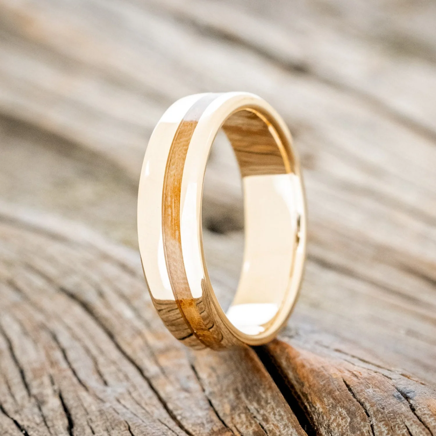 "VERTIGO" - WHISKEY BARREL OAK WEDDING BAND - Image 16