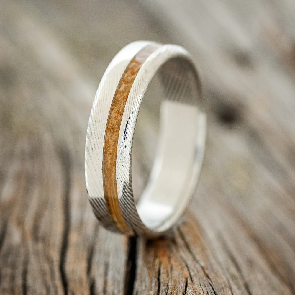 "VERTIGO" - WHISKEY BARREL OAK WEDDING BAND - Image 4