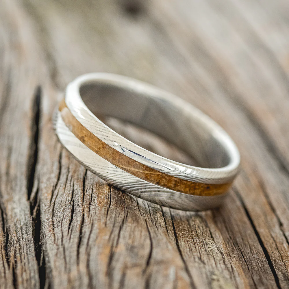 "VERTIGO" - WHISKEY BARREL OAK WEDDING BAND - Image 5