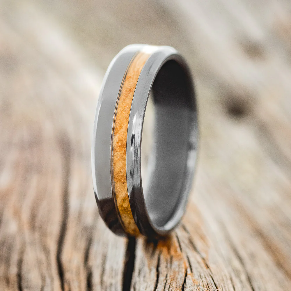 "VERTIGO" - WHISKEY BARREL OAK WEDDING BAND - Image 7