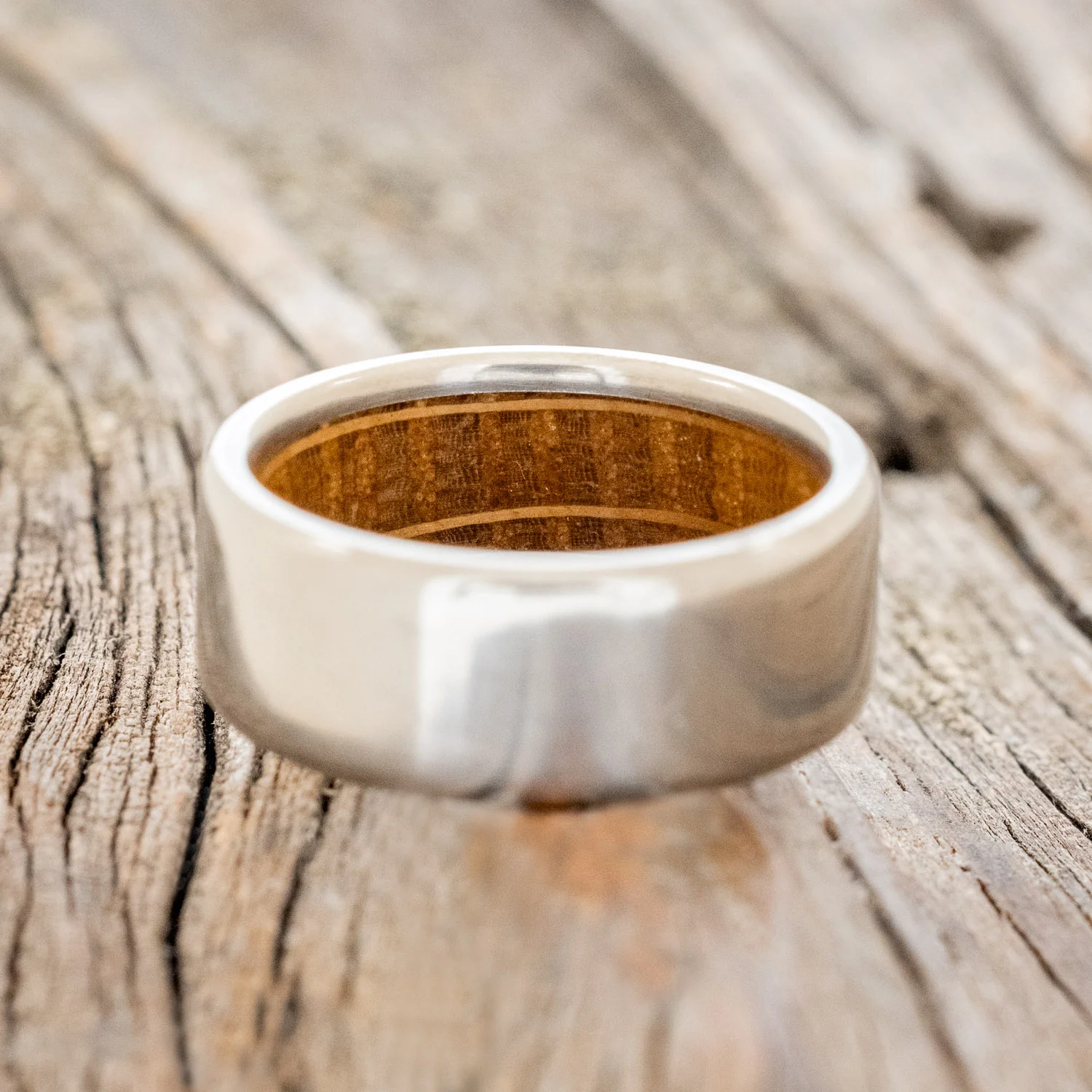 WHISKEY BARREL LINED WEDDING BAND - Image 4